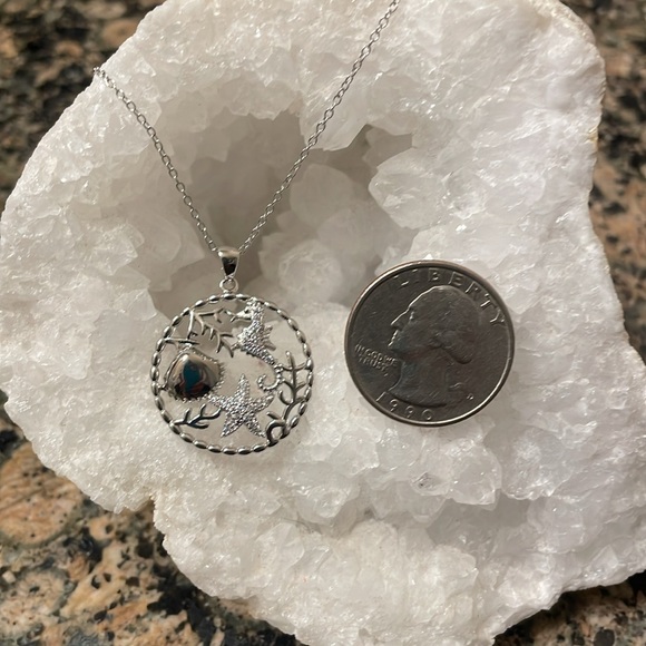 Nautical Sterling Silver Pendant. Sparkling Crystals. Retail 155.00 NWT - Picture 2 of 5